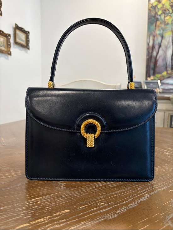 Gucci Accessories - Gucci Hand Bag Navy Blue Leather Made in Italy